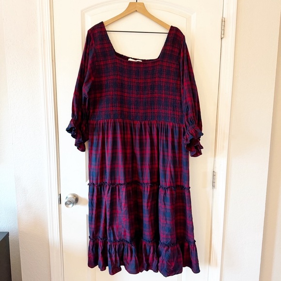 JESSAKAE Brooks Red and Navy Plaid Midi Dress - Picture 3 of 10